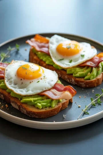 Avocado Bacon and Egg Toast