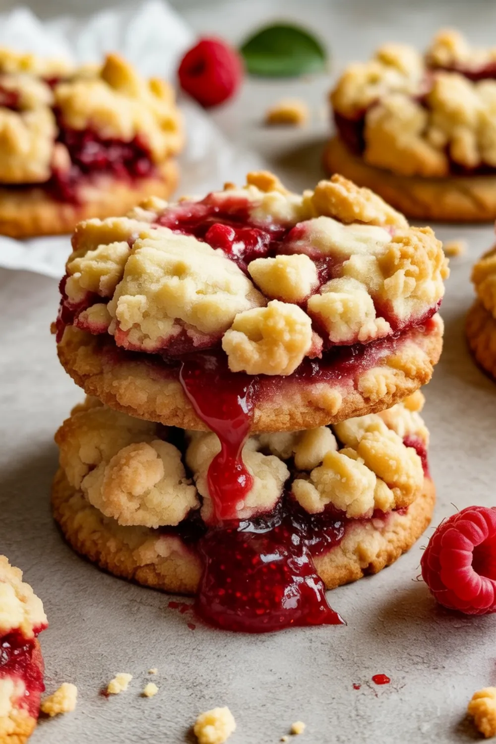 Buttery Raspberry Crumble Cookies