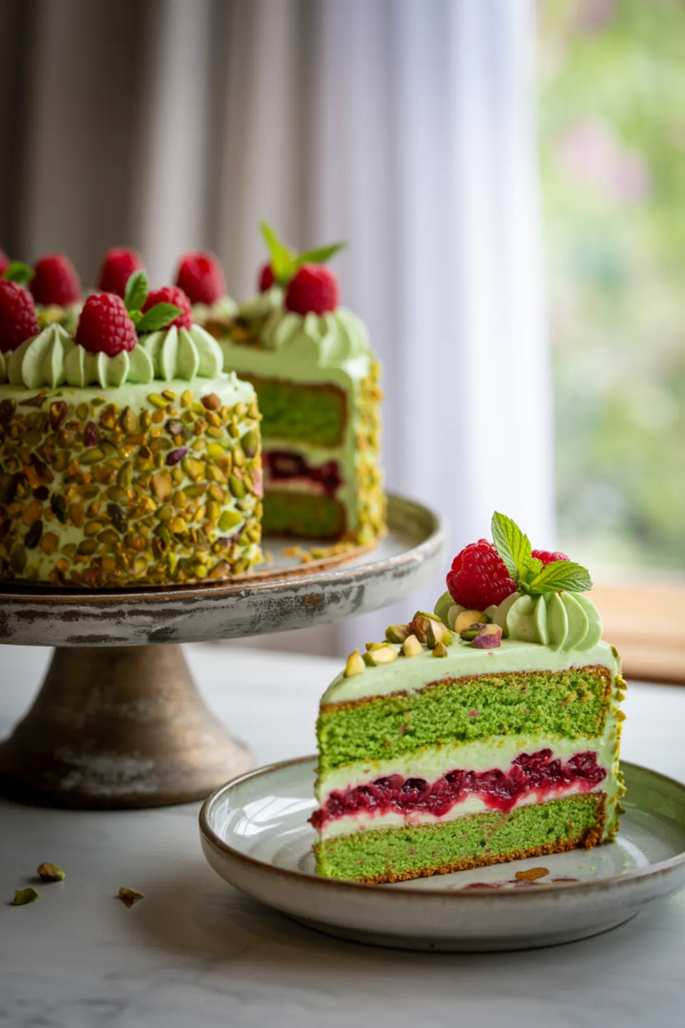 Easy Pistachio Raspberry Cake