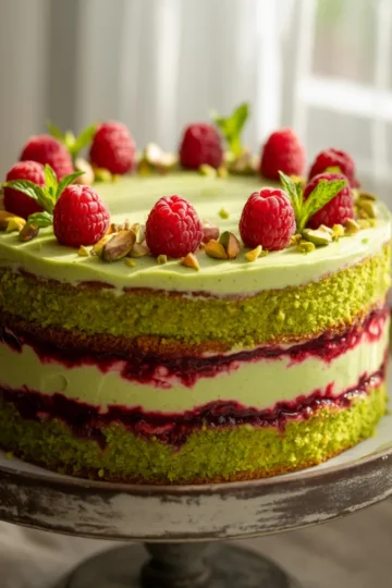 Easy Pistachio Raspberry Cake