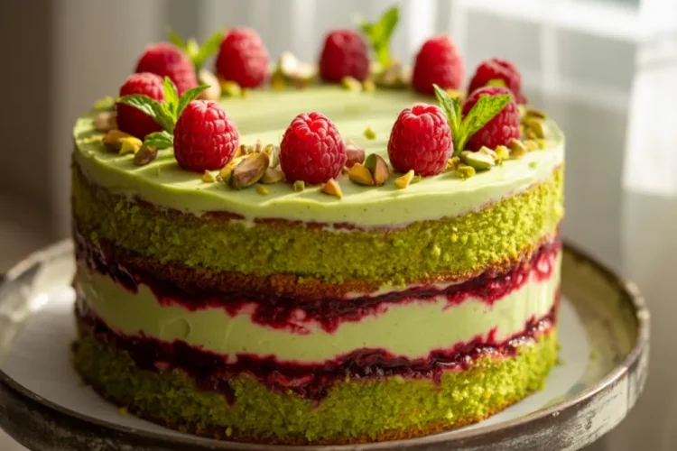 Easy Pistachio Raspberry Cake