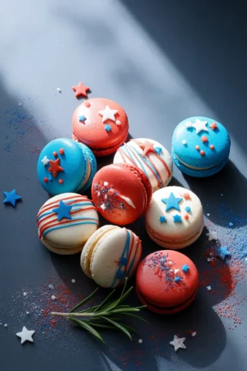 Easy Red White and Blue Macarons