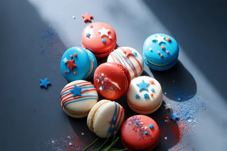 Easy Red White and Blue Macarons