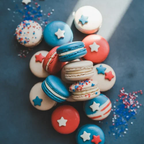 Easy Red White and Blue Macarons