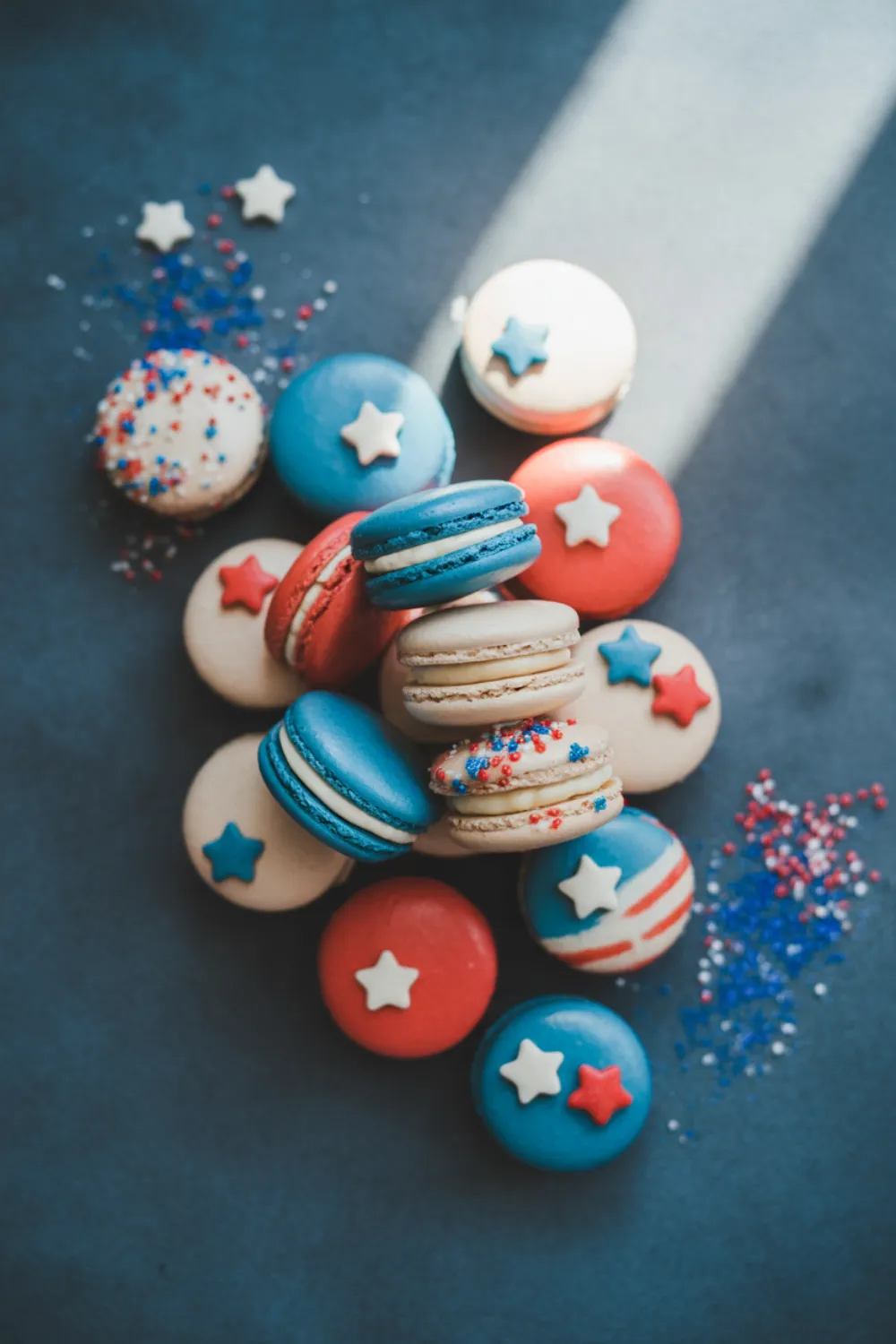 Easy Red White and Blue Macarons