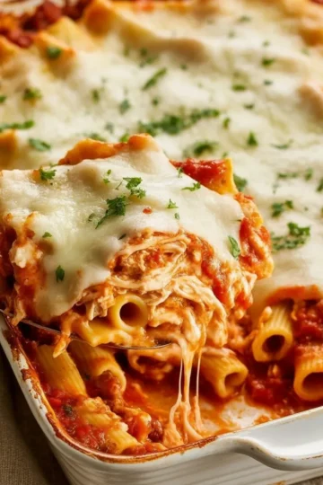 Garlic Parmesan Chicken Pasta Bake