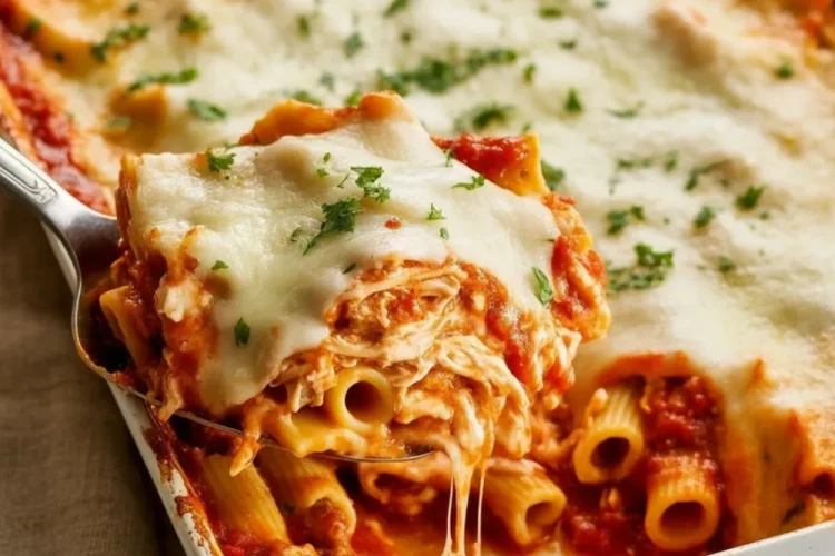 Garlic Parmesan Chicken Pasta Bake