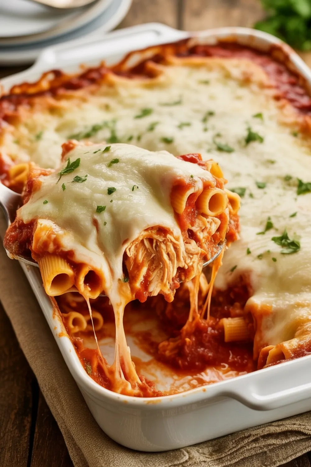 Garlic Parmesan Chicken Pasta Bake