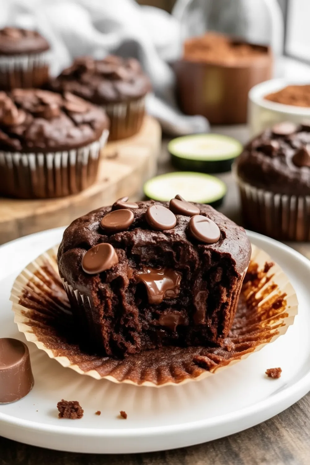 Healthy Double Chocolate Zucchini Muffins