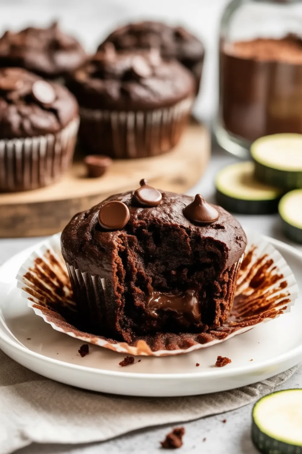 Healthy Double Chocolate Zucchini Muffins