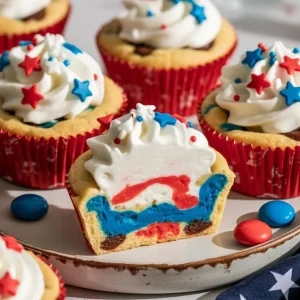 Patriotic Chocolate Chip Cookie Cups