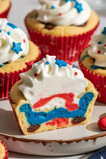 Patriotic Chocolate Chip Cookie Cups