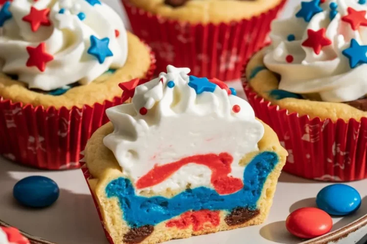 Patriotic Chocolate Chip Cookie Cups
