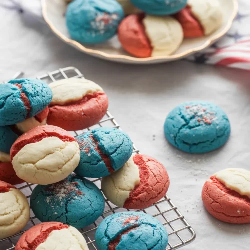 Red White and Blue Cake Mix Cookies