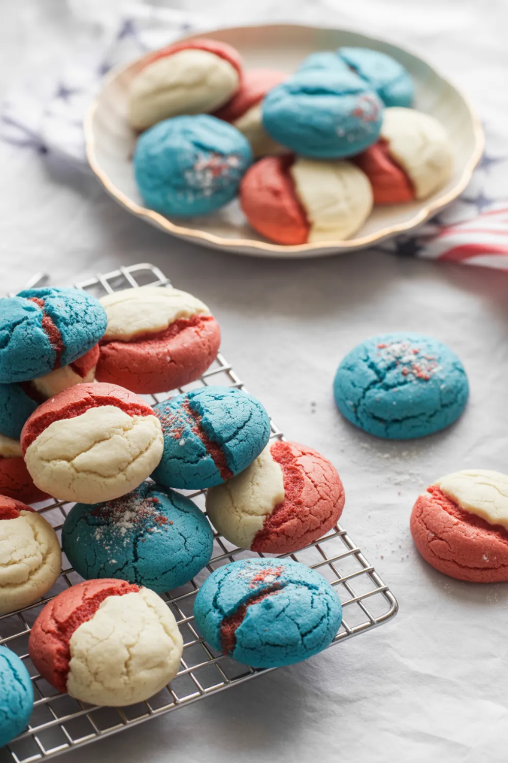 Red White and Blue Cake Mix Cookies