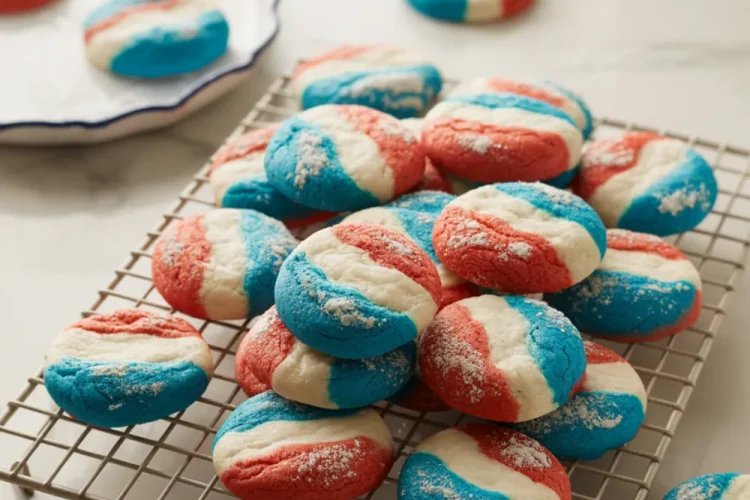 Red White and Blue Cake Mix Cookies