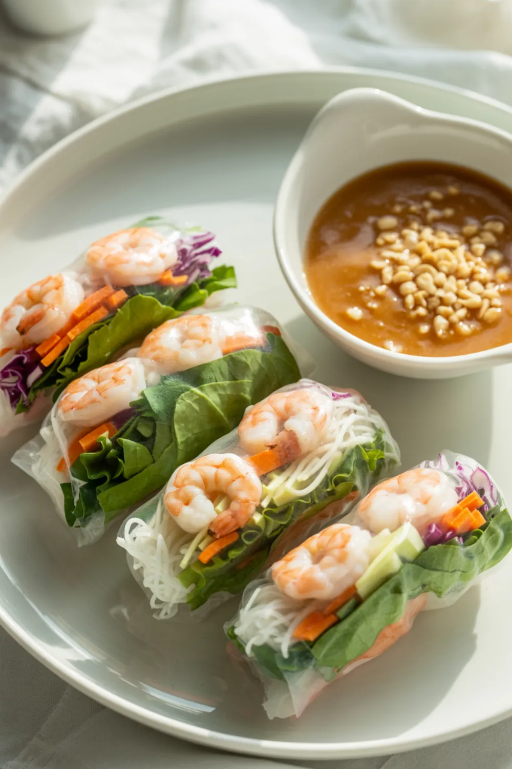 Shrimp Spring Rolls With Peanut Sauce