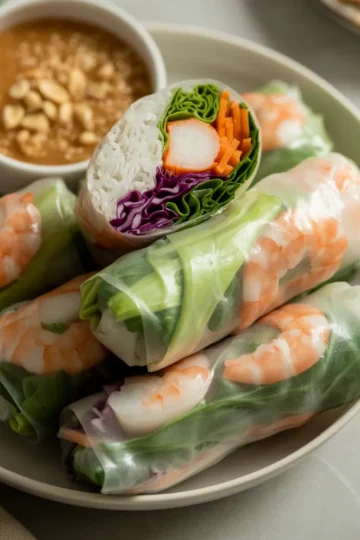 Shrimp Spring Rolls With Peanut Sauce