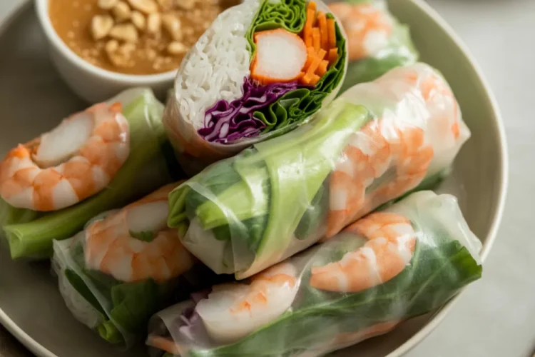 Shrimp Spring Rolls With Peanut Sauce