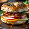 Bagel Breakfast Sandwich with Pear, Apple, and Cheddar