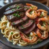 Blackened Steak and Shrimp Alfredo