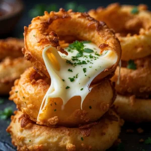 Cheesy Stuffed Mozzarella Onion Rings