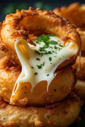 Cheesy Stuffed Mozzarella Onion Rings