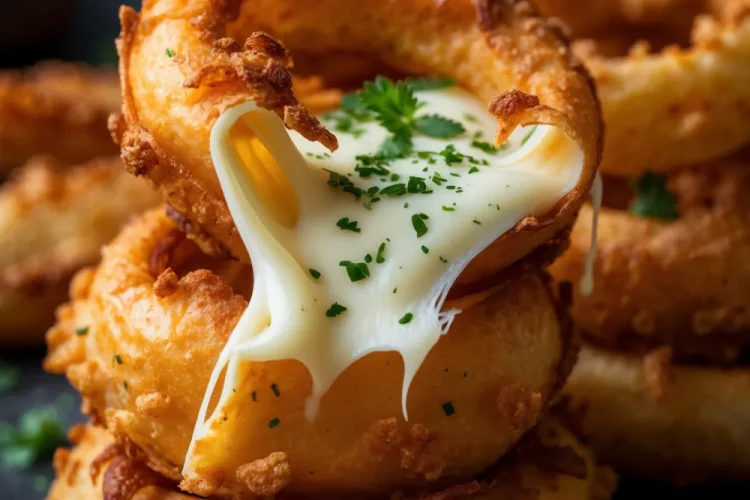 Cheesy Stuffed Mozzarella Onion Rings