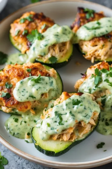 Chicken Zucchini Poppers with Creamy Cilantro Sauce