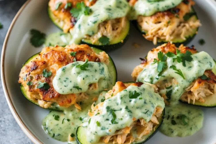 Chicken Zucchini Poppers with Creamy Cilantro Sauce