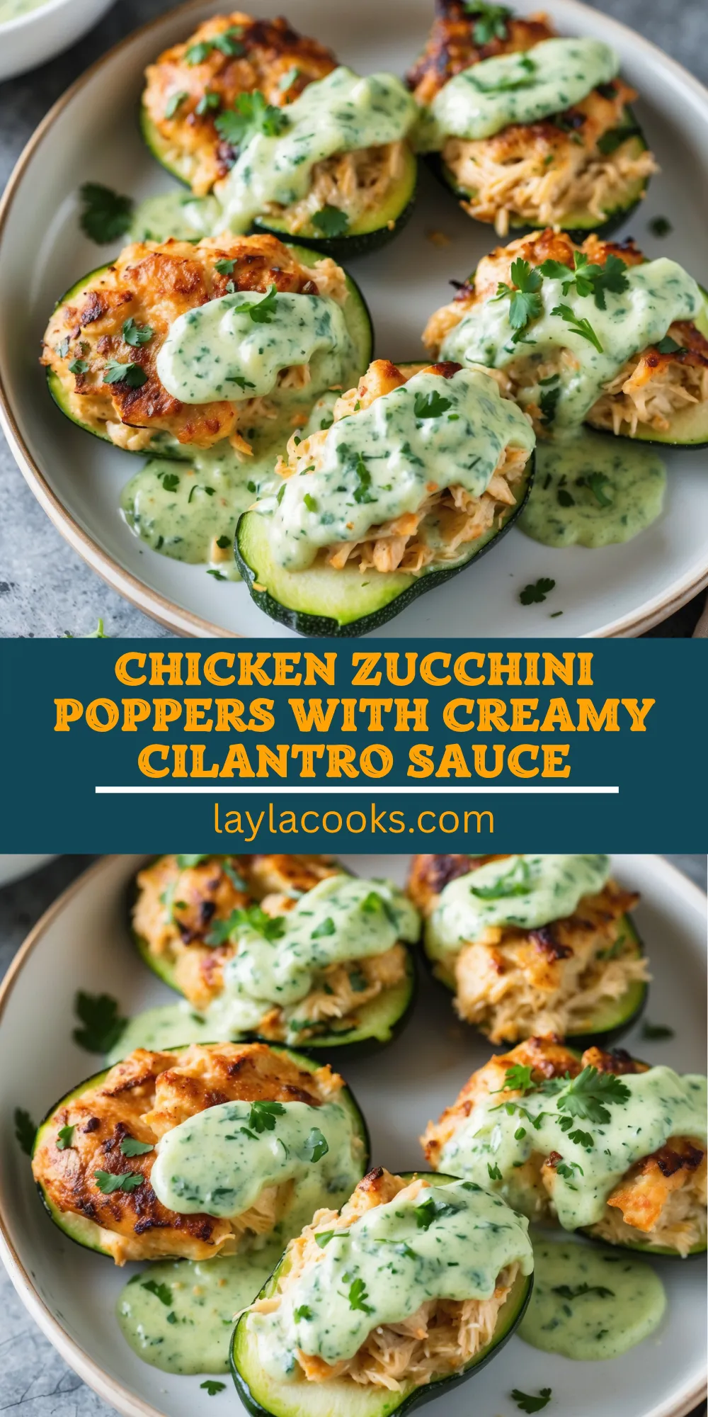 Chicken Zucchini Poppers with Creamy Cilantro Sauce