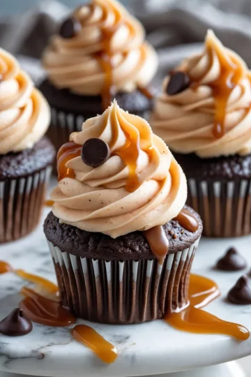 Chocolate Espresso Cupcakes with Salted Caramel Buttercream