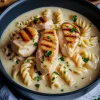 Creamy Garlic Butter Chicken and Rotini in Parmesan Sauce