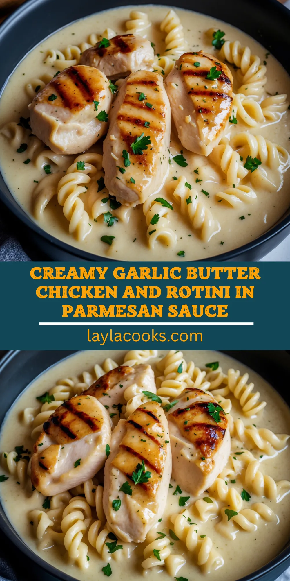 Creamy Garlic Butter Chicken and Rotini in Parmesan Sauce