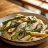 Creamy Mushroom and Asparagus Chicken Penne
