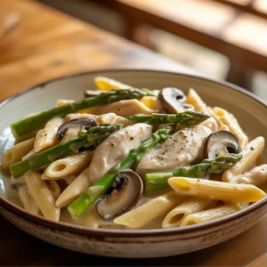 Creamy Mushroom and Asparagus Chicken Penne