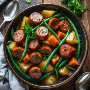 Crockpot Kielbasa and Green Beans