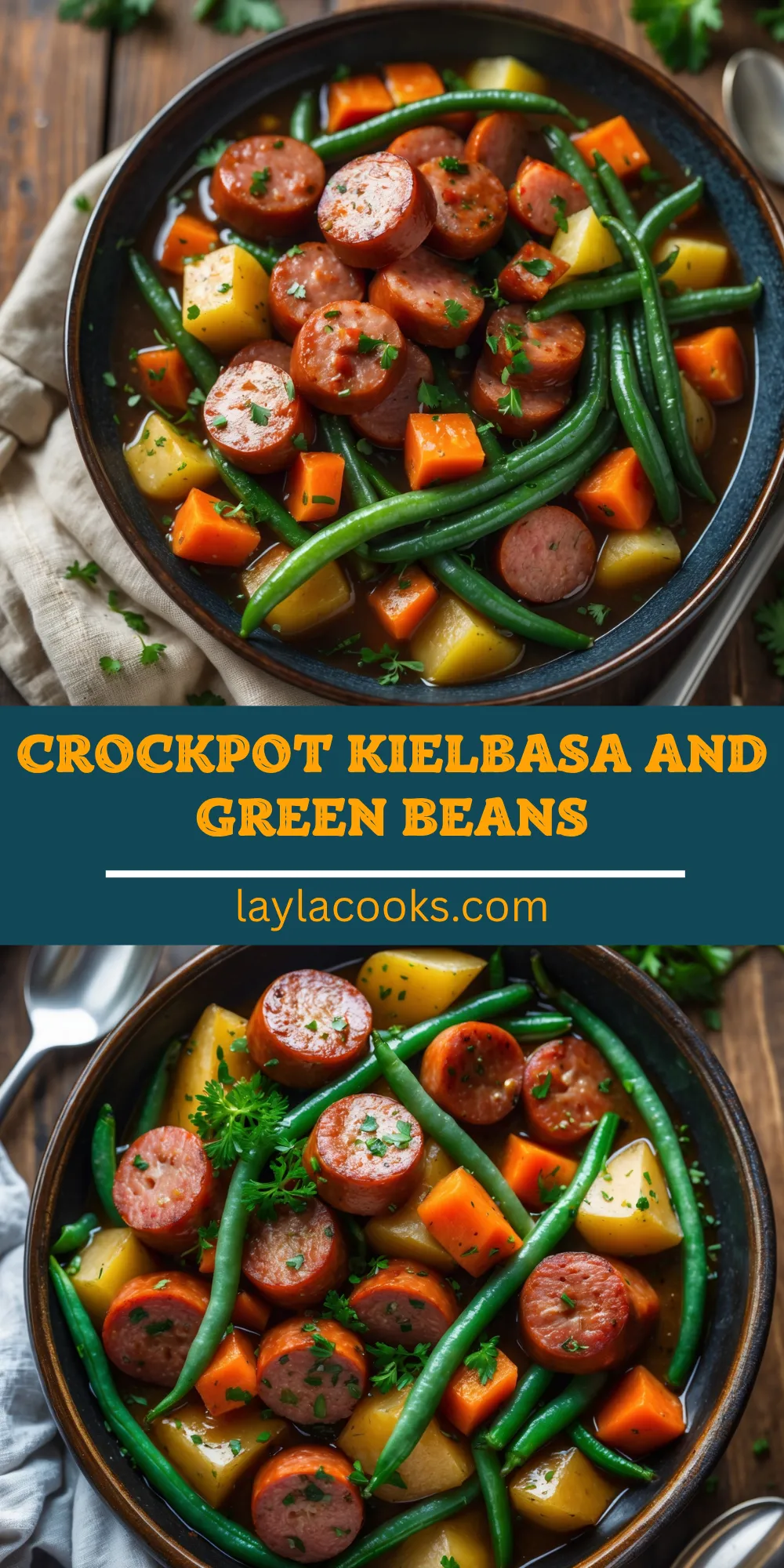 Crockpot Kielbasa and Green Beans