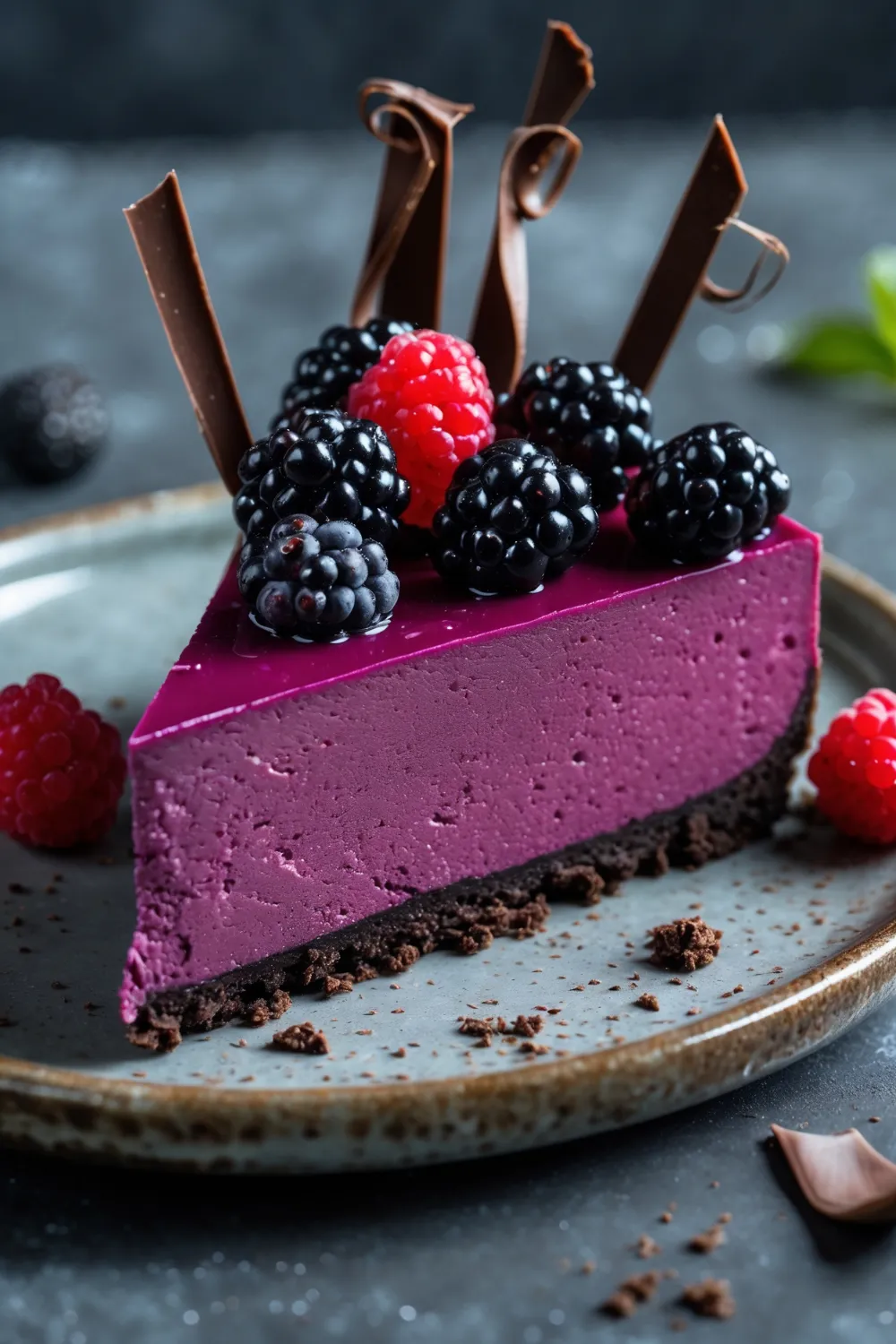 Dark Chocolate Blackberry Cheesecake