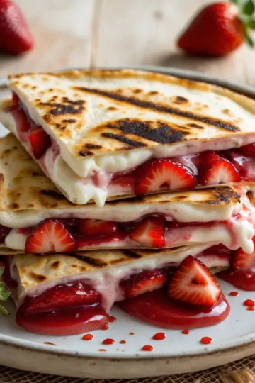 Decadent Strawberry Cheesecake Quesadillas