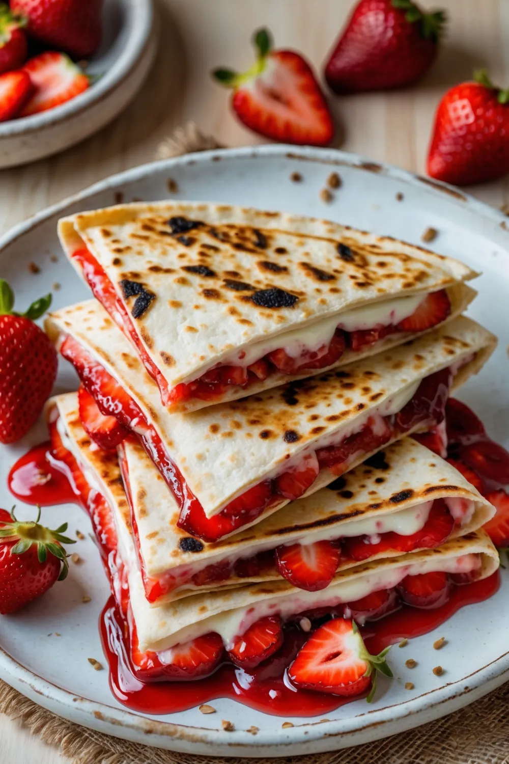 Decadent Strawberry Cheesecake Quesadillas