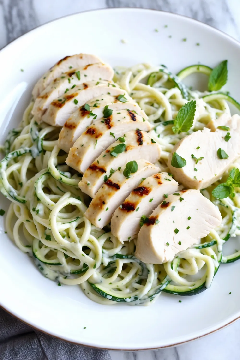 Easy Chicken and Creamy Alfredo Zoodles