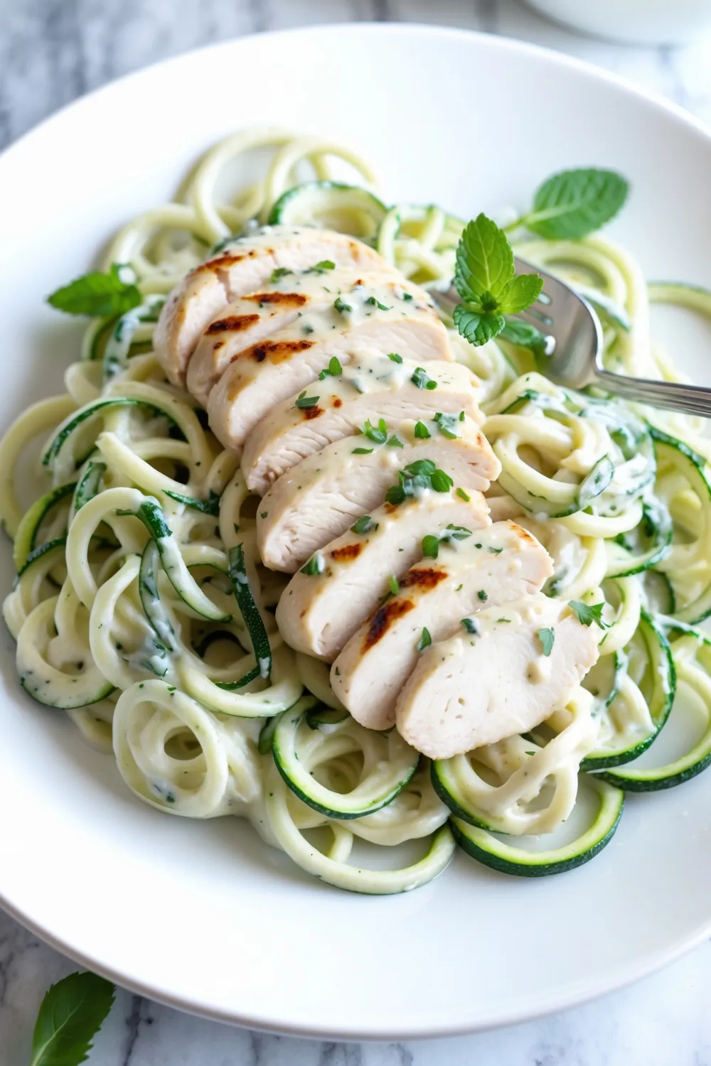 Easy Chicken and Creamy Alfredo Zoodles