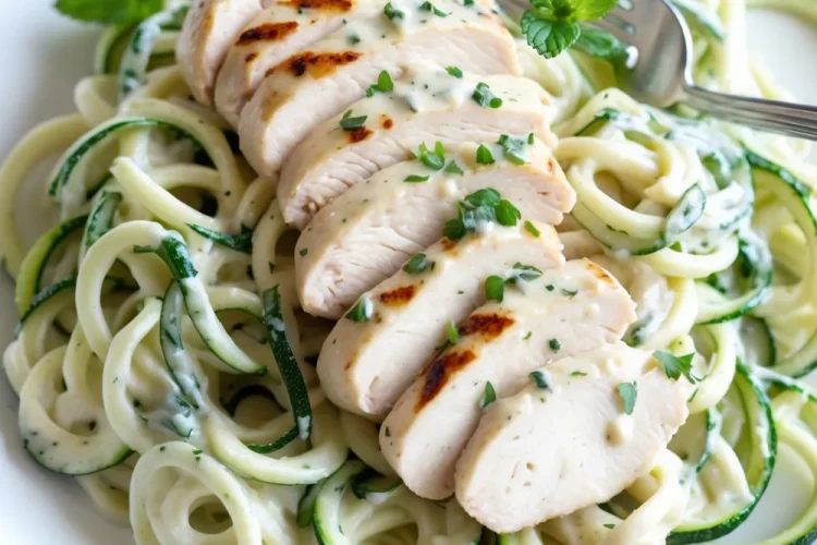Easy Chicken and Creamy Alfredo Zoodles