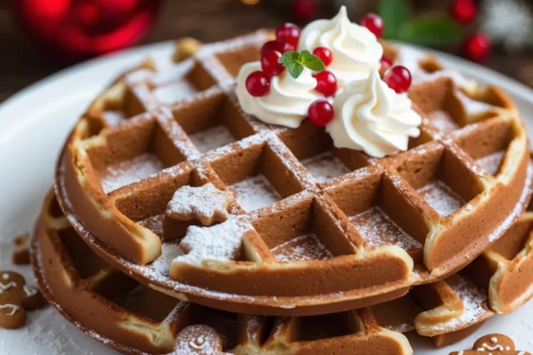 Easy Festive Gingerbread Waffles