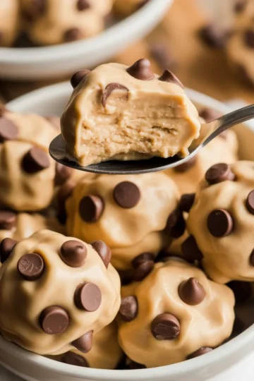 Frozen Greek Yogurt Peanut Butter Bites with Chocolate Chips