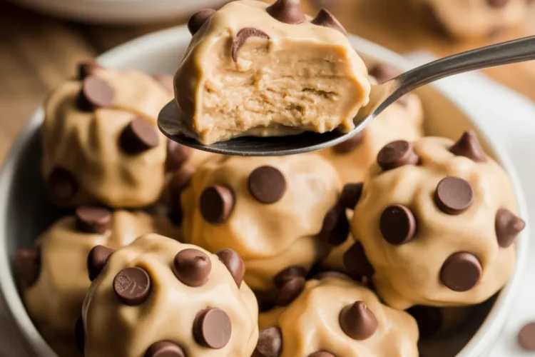 Frozen Greek Yogurt Peanut Butter Bites with Chocolate Chips