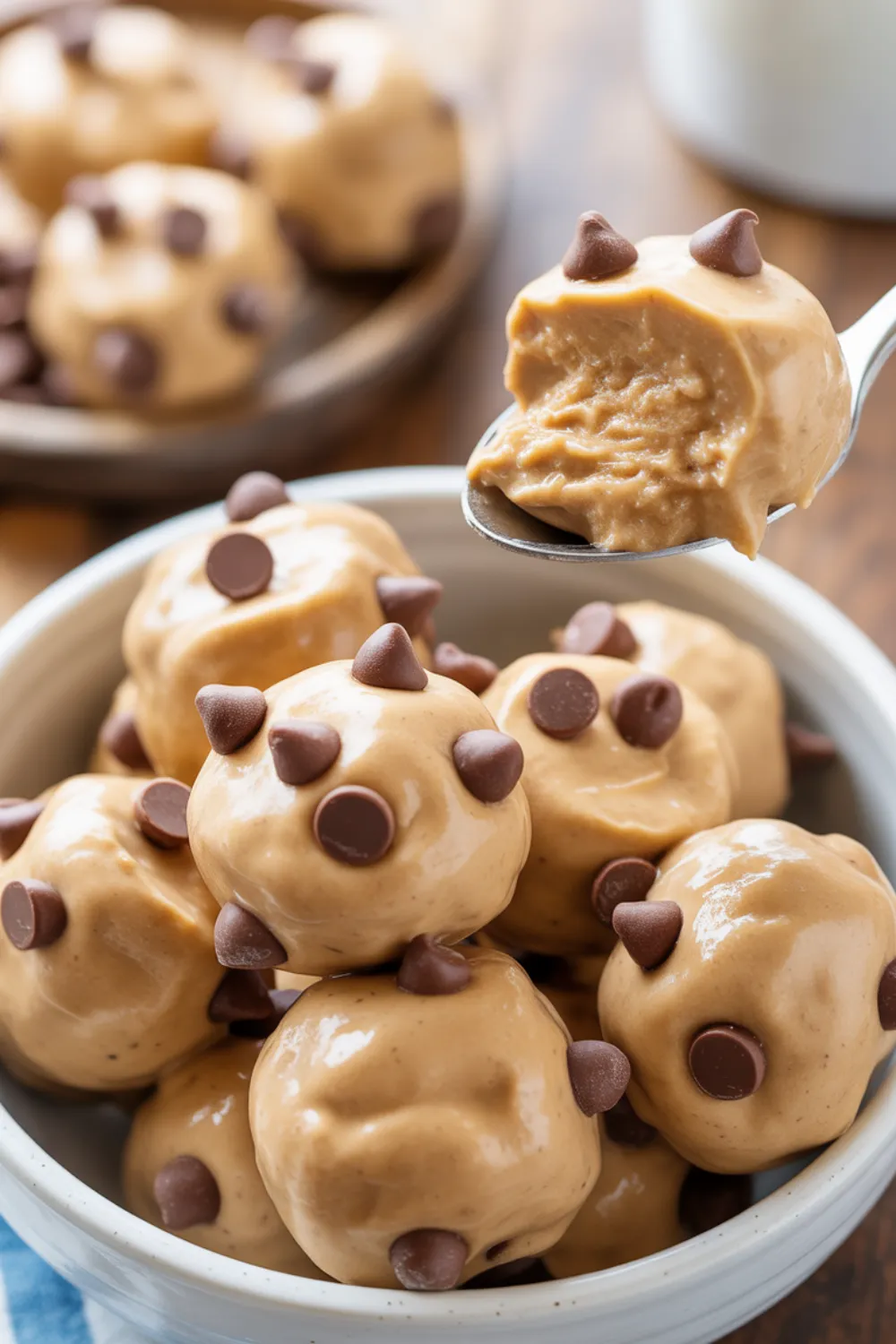 Frozen Greek Yogurt Peanut Butter Bites with Chocolate Chips