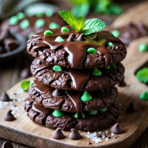 Fudgy Mint Chocolate No-Bake Cookies