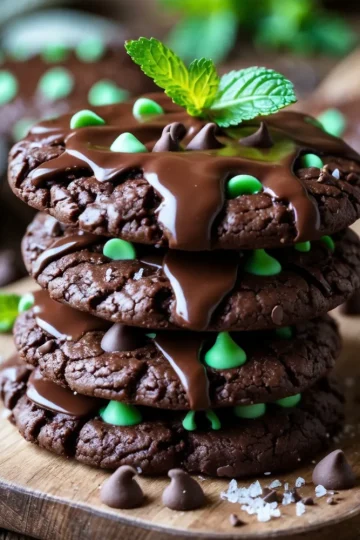 Fudgy Mint Chocolate No-Bake Cookies